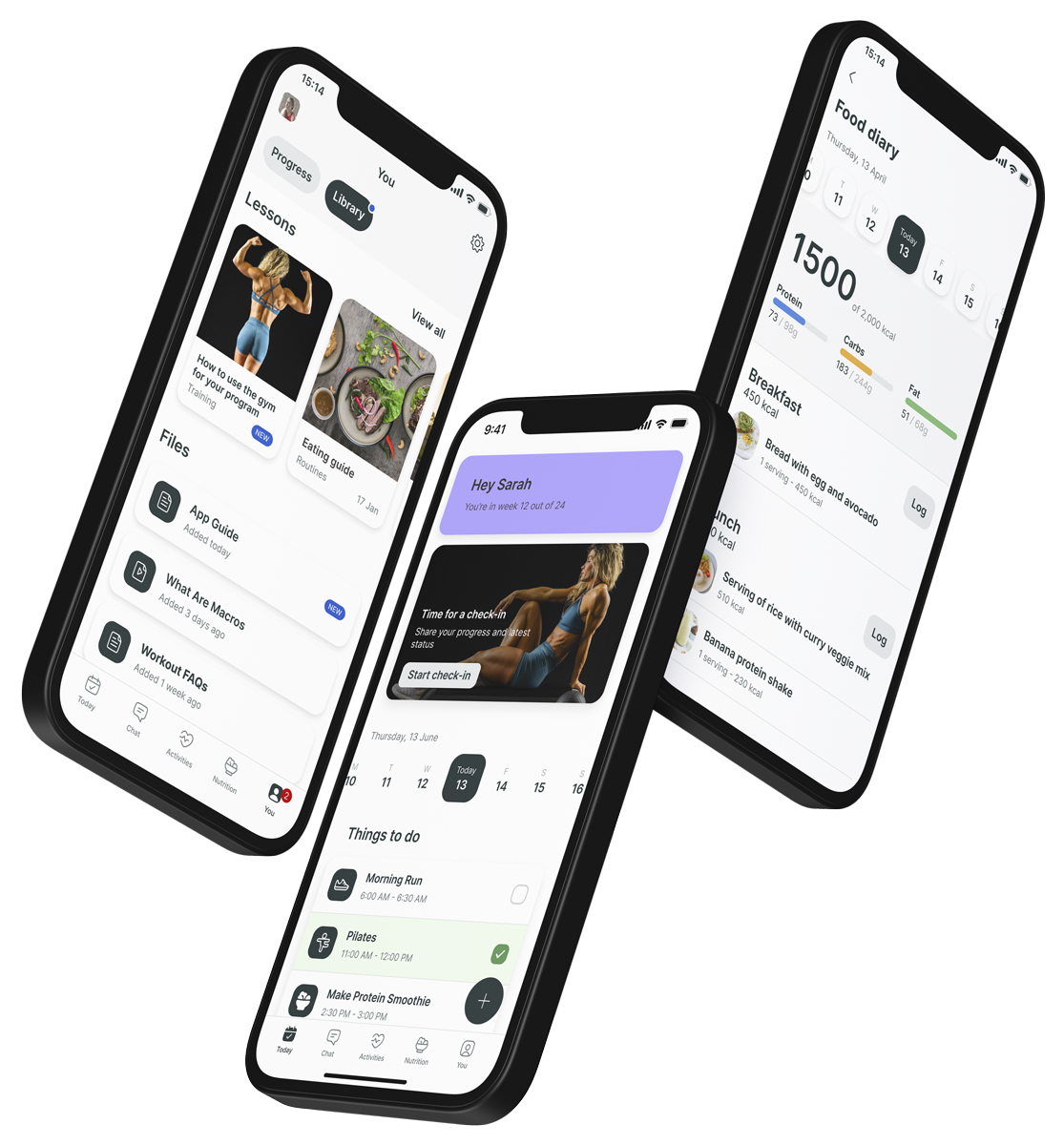 A mockup of the coaching app showcasing the features.